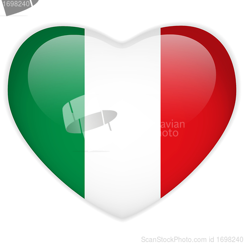 Image of Italy Flag Heart Glossy Button