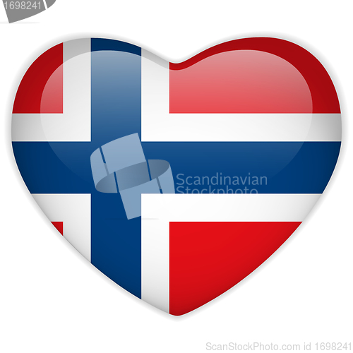 Image of Norway Flag Heart Glossy Button