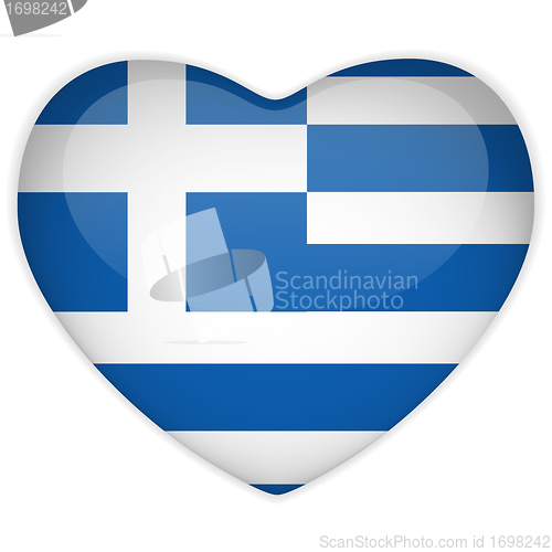 Image of Greece Flag Heart Glossy Button