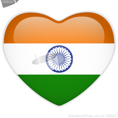Image of India Flag Heart Glossy Button