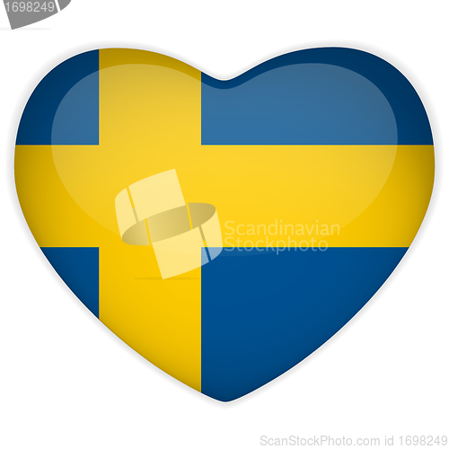 Image of Sweden Flag Heart Glossy Button
