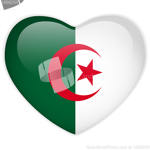 Image of Algeria Flag Heart Glossy Button