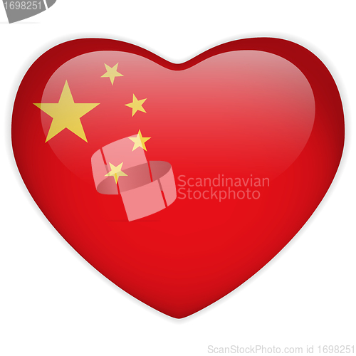 Image of China Flag Heart Glossy Button