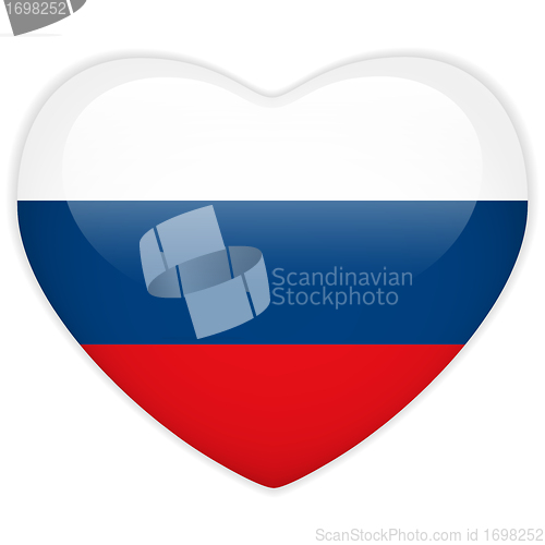 Image of Russia Flag Heart Glossy Button