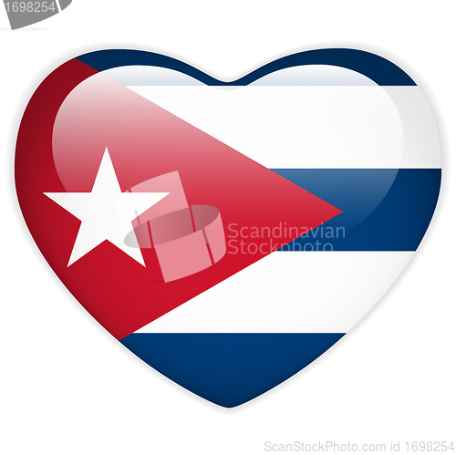 Image of Cuba Flag Heart Glossy Button