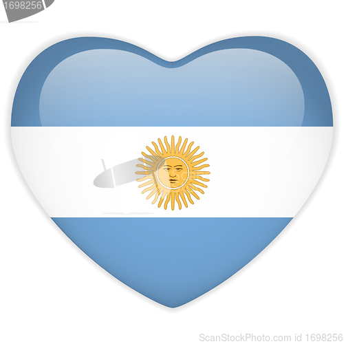 Image of Argentina Flag Heart Glossy Button
