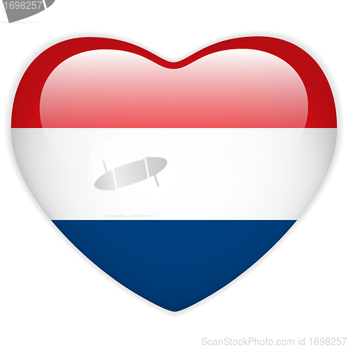 Image of Netherlands Flag Heart Glossy Button