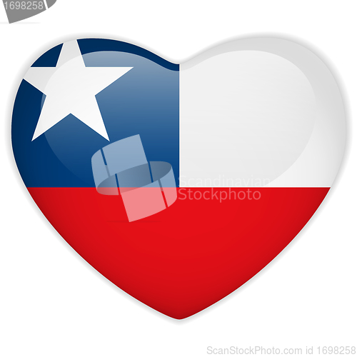 Image of Chile Flag Heart Glossy Button