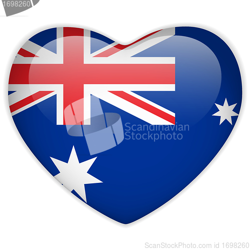 Image of Australia Flag Heart Glossy Button