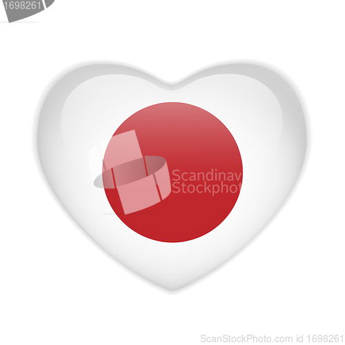 Image of Japan Flag Heart Glossy Button