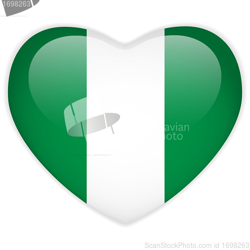 Image of Nigeria Flag Heart Glossy Button