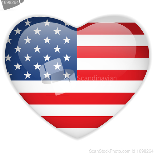 Image of United States Flag Heart Glossy Button