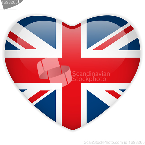 Image of United Kingdom Flag Heart Glossy Button