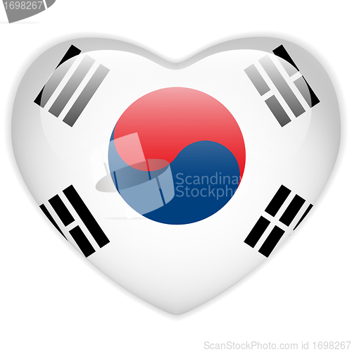 Image of South Korea Flag Heart Glossy Button