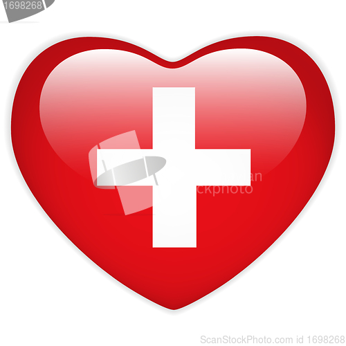 Image of Switzerland Flag Heart Glossy Button