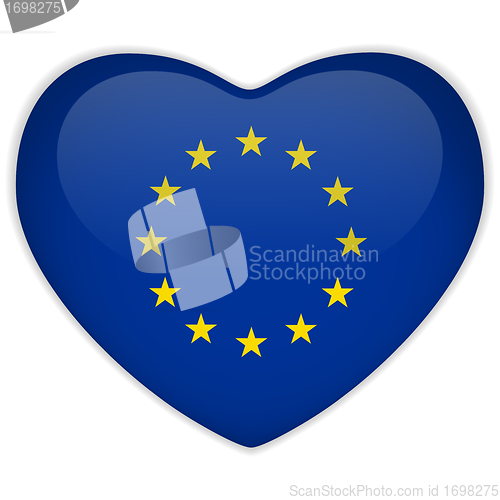 Image of Europe Flag Heart Glossy Button