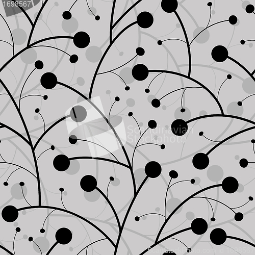 Image of abstract berry on branches black seamless