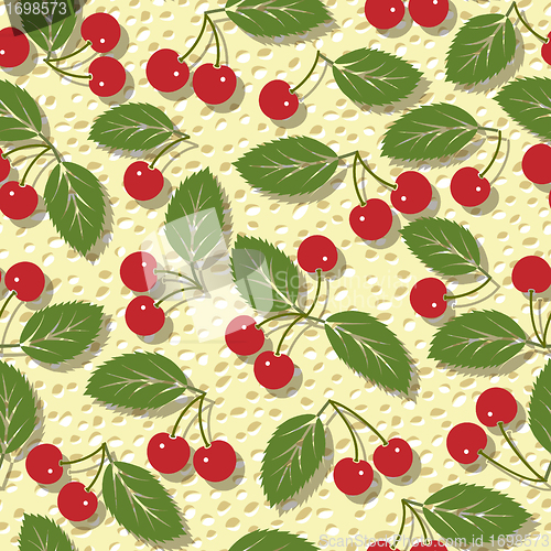 Image of seamless vector pattern with red cherries