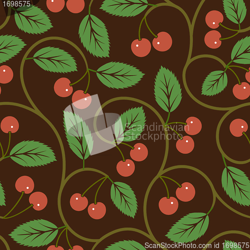 Image of seamless vector pattern with red cherries