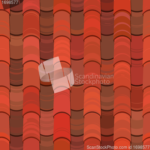 Image of Seamless red clay roof tiles