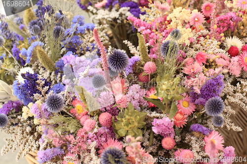 Image of bouquet of dried flowers of all colors