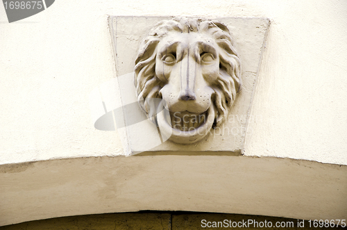 Image of Lion symbol on ancient grunge architectural wall 