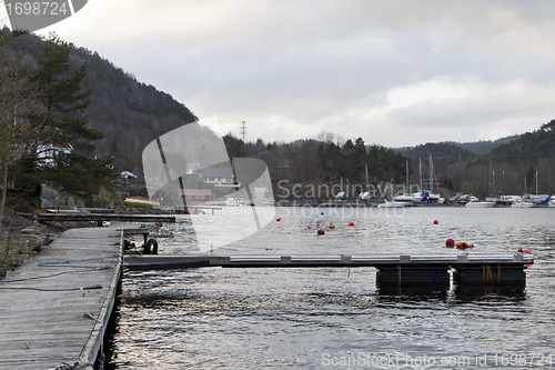 Image of small footbridge in a fjord -norway