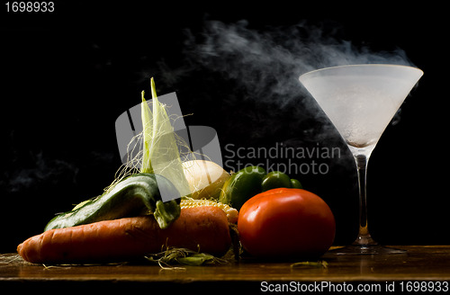 Image of Vegetables and liquid nitrogen