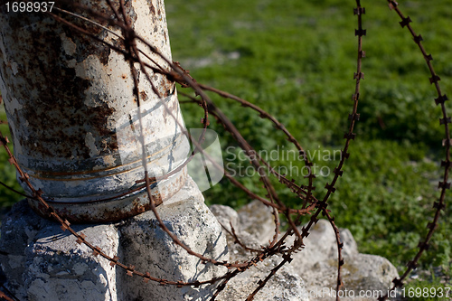 Image of Robben Island barbed wire post