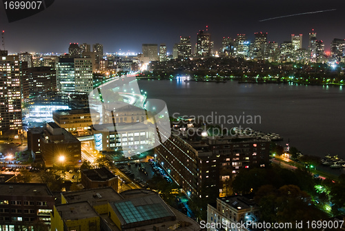 Image of Back Bay and Cambridge Overcast Night View