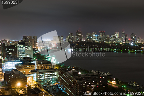 Image of Back Bay and Cambridge Overcast Night