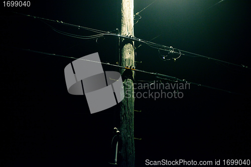 Image of Telephone pole in fog