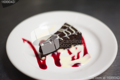 Image of Chocolate cake tip focus