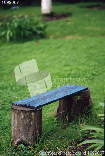 Image of Blue garden bench