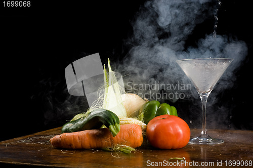 Image of Vegetables and liquid nitrogen