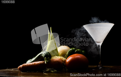 Image of Vegetables and liquid nitrogen