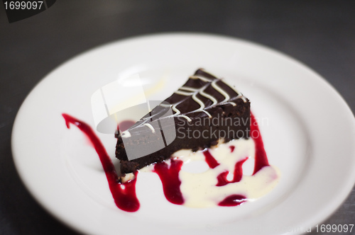 Image of Chocolate cake close focus