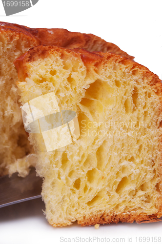 Image of sweet bread sliced closeup