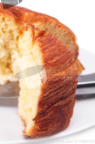 Image of sweet bread sliced closeup