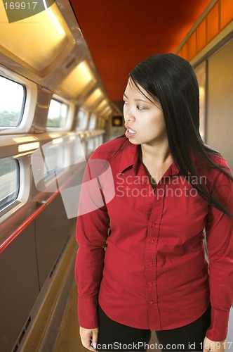 Image of woman in high speed train