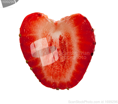Image of Fresh sliced strawberry in heart shape
