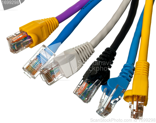 Image of Cat 5 cables in multiple colors