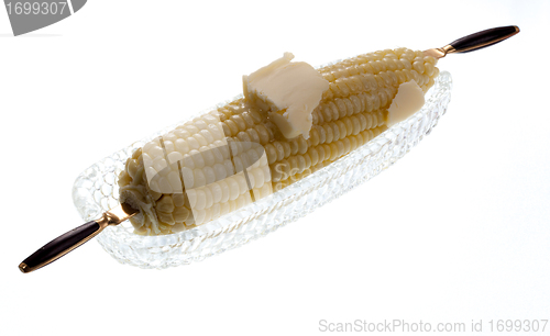 Image of Cooked sweetcorn in glass dish