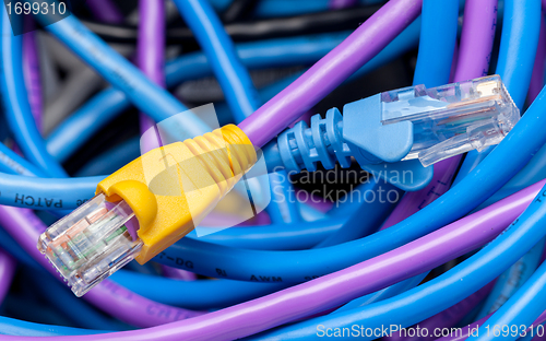 Image of Cat 5 cables in multiple colors