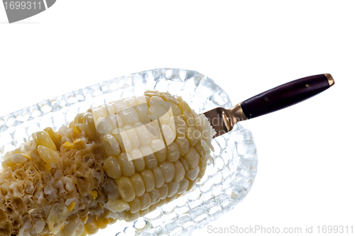 Image of Cooked sweetcorn in glass dish