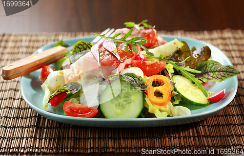 Image of Vegetable salad with Prosciutto cheese rolls