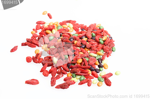 Image of red dried goji berries traditional chinese herbal medicine