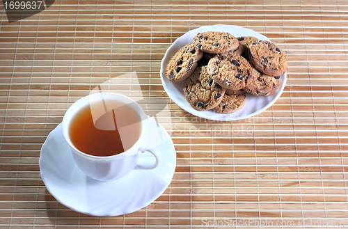 Image of Cup of tea and cookies