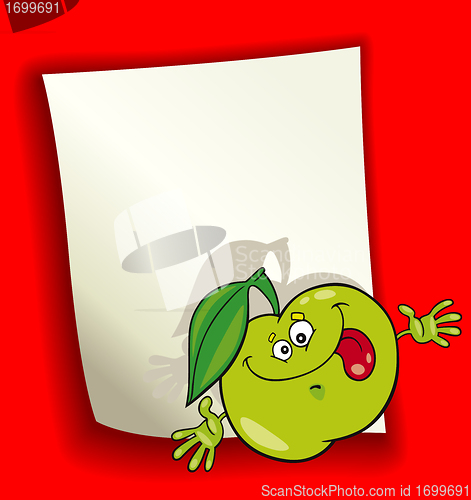 Image of cartoon design with green apple
