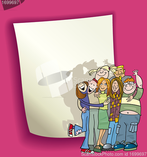 Image of cartoon design with teenagers group